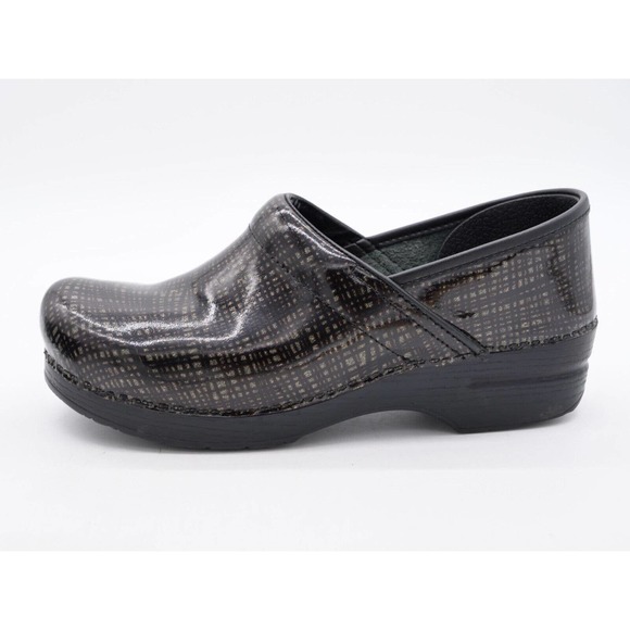 Dansko Original Professional Womens 11 Clogs Black Metallic Patent Leather Shoe - Picture 2 of 11